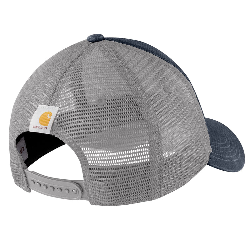 Load image into Gallery viewer, Carhartt AH1195 Canvas Mesh Back Graphic Logo Cap Navy
