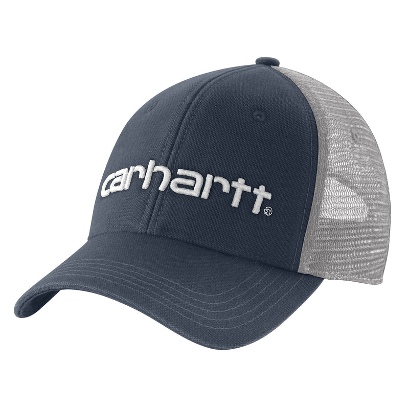 Load image into Gallery viewer, Carhartt AH1195 Canvas Mesh Back Graphic Logo Cap Navy
