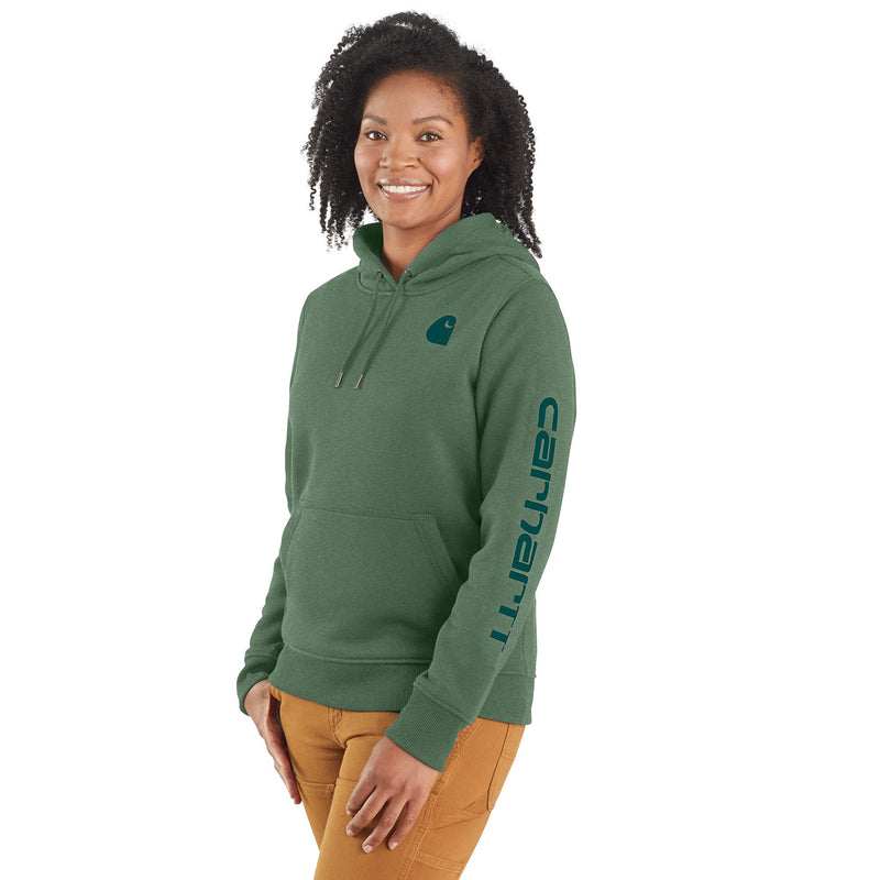 Load image into Gallery viewer, Women&#39;s Carhartt Relaxed Fit Midweight Logo Sleeve Sweatshirt - Frosted Balsam
