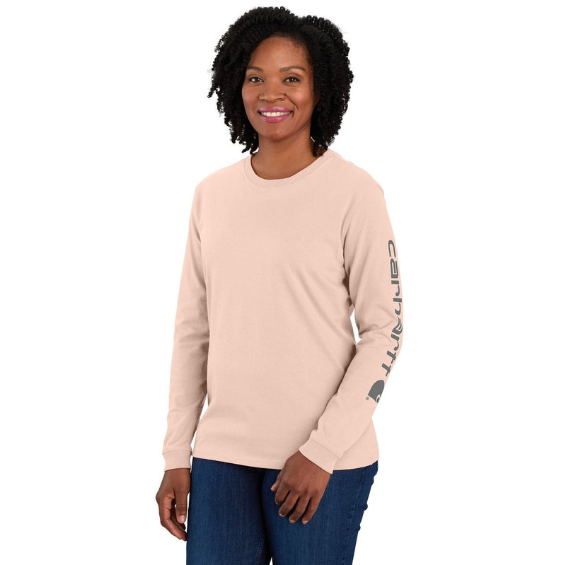 Load image into Gallery viewer, Women&#39;s Carhartt Loose Fit Sleeve Logo Long Sleeve - Georgia Peach
