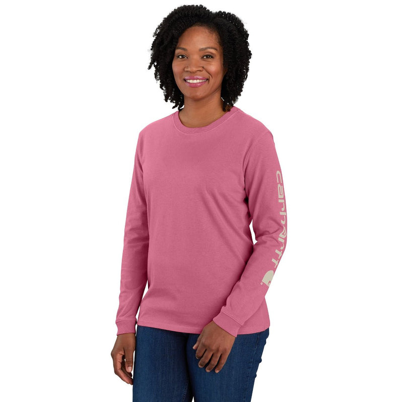 Load image into Gallery viewer, Women&#39;s Carhartt Loose Fit Sleeve Logo Long Sleeve - Woodrose
