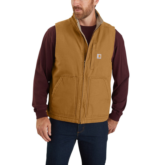 Carhartt Loose Fit Washed Duck Sherpa-Lined Mock-Neck Vest Carhartt Brown