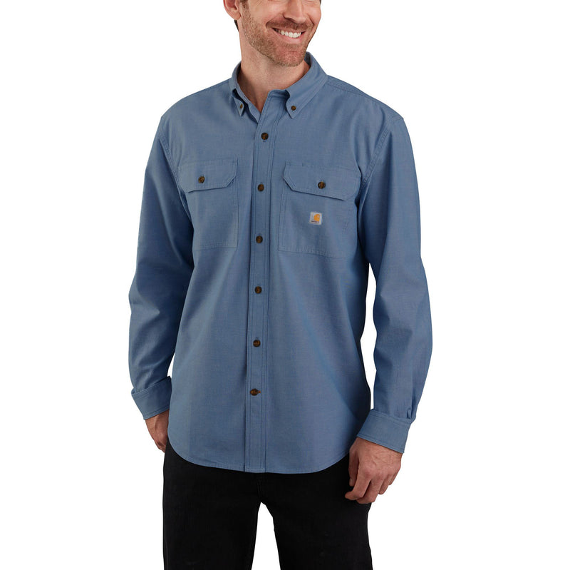 Load image into Gallery viewer, Carhartt Loose Fit Midweight Chambray Long Sleeve Shirt Denim Blue Chambray
