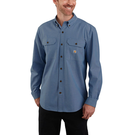 Carhartt Loose Fit Midweight Chambray Long Sleeve Shirt Denim Blue Chambray