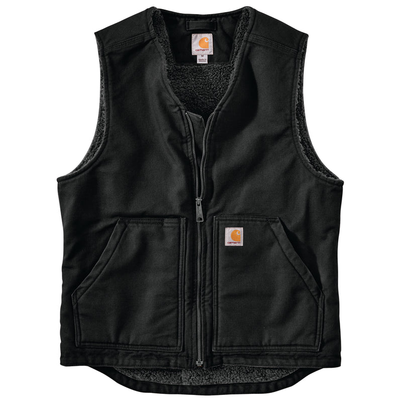 Load image into Gallery viewer, Carhartt Washed Duck Sherpa Lined Vest - Black
