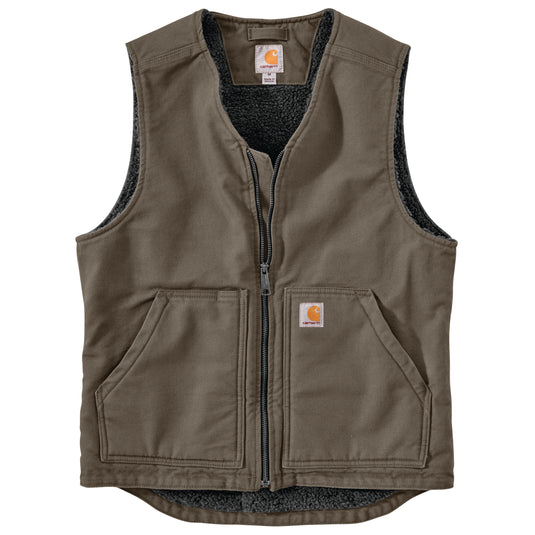 Carhartt Washed Duck Sherpa Lined Vest - Drift Wood