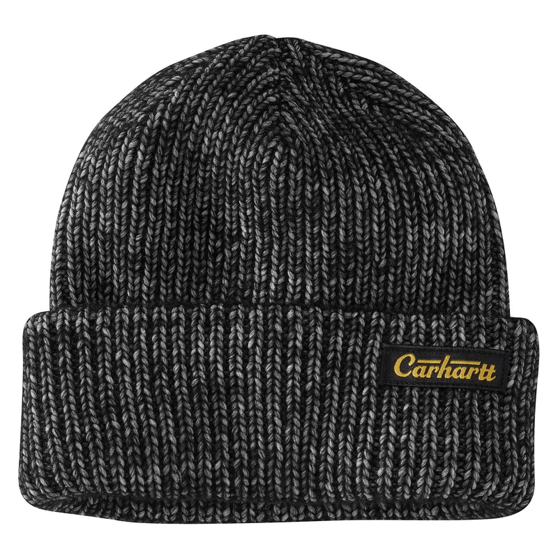 Load image into Gallery viewer, Carhartt Patch Rib Knit Beanie - Black
