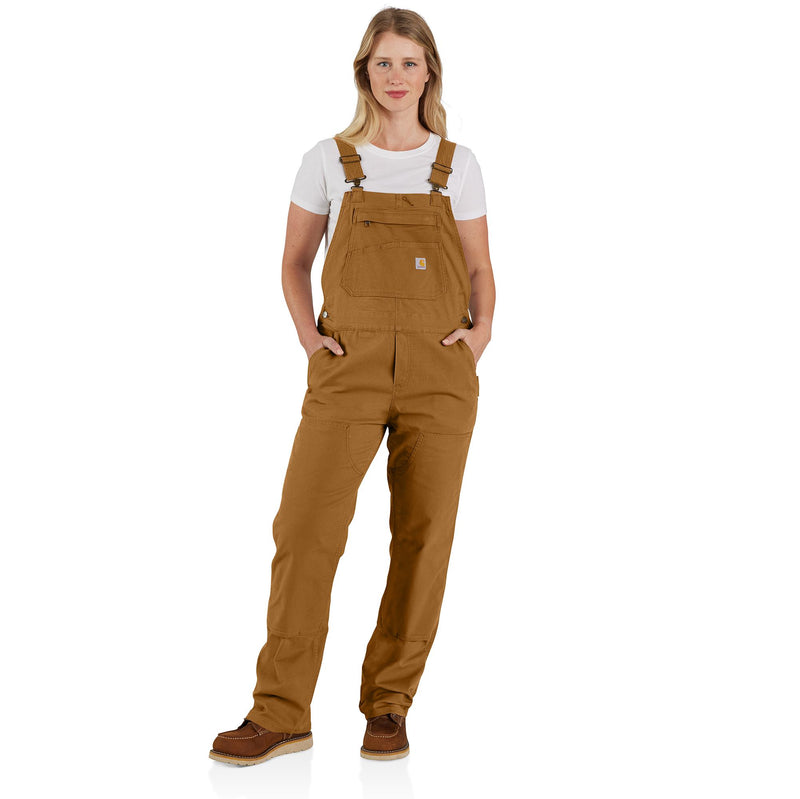 Load image into Gallery viewer, Women&#39;s Carhartt Rugged Flex® Loose Fit Canvas Bib Overall - Carhartt Brown - Front
