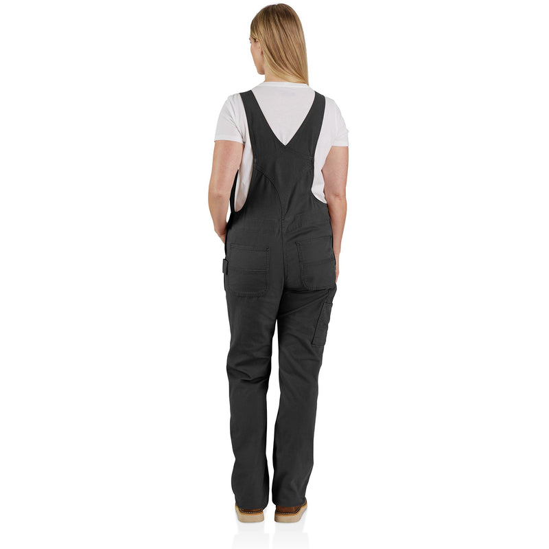 Load image into Gallery viewer, Women&#39;s Carhartt Rugged Flex® Loose Fit Canvas Bib Overall - Black - Back
