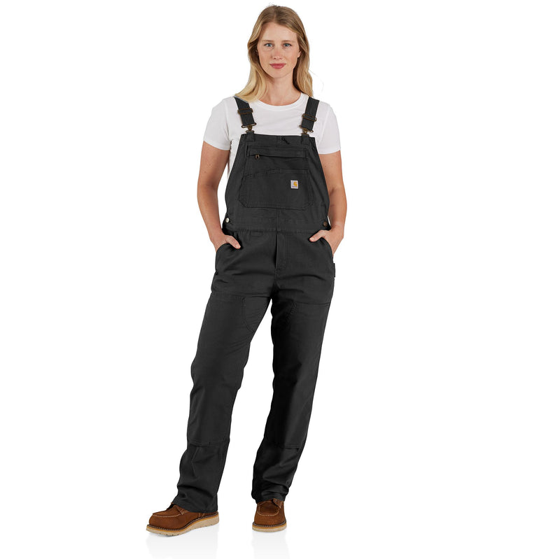 Load image into Gallery viewer, Women&#39;s Carhartt Rugged Flex® Loose Fit Canvas Bib Overall - Black - Front
