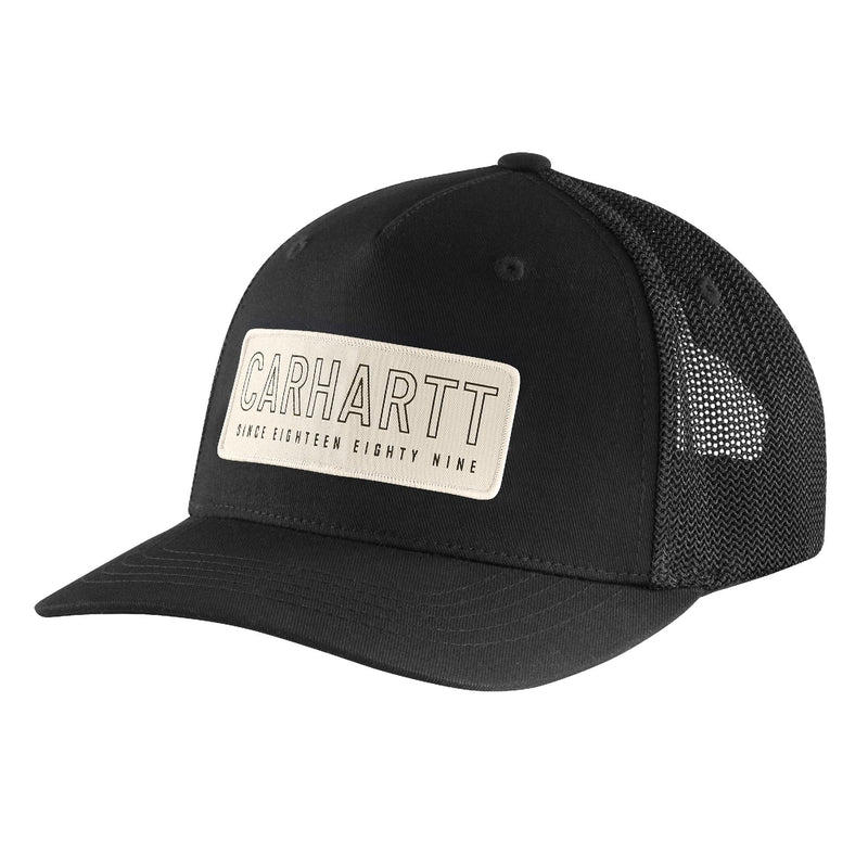 Load image into Gallery viewer, Carhartt 1889 Patch Mesh-Back Hat - Black - Front
