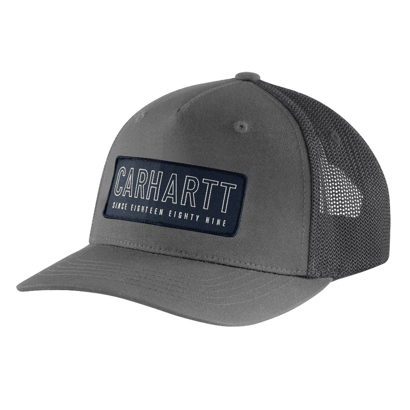 Load image into Gallery viewer, Carhartt 1889 Patch Mesh-Back Hat - Gravel/Navy - Front
