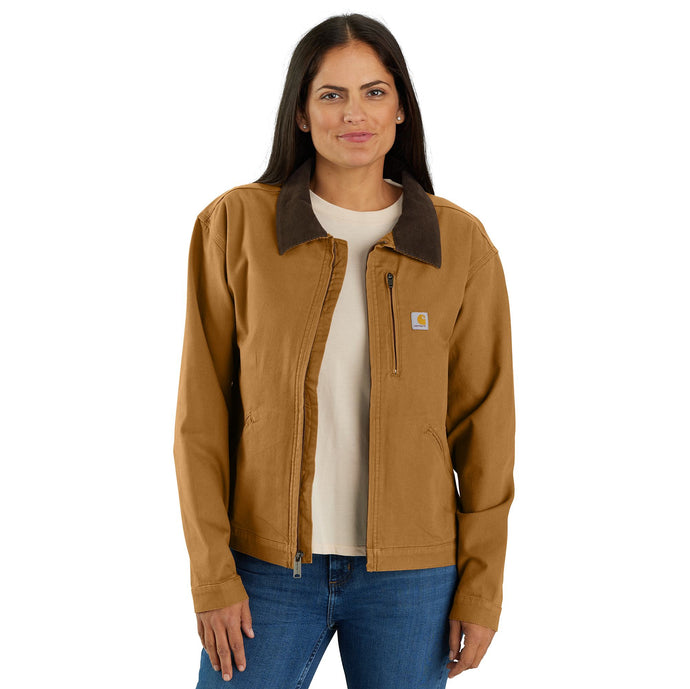 Women's Carhartt Rugged Flex® Loose Fit Canvas Detroit Jacket Carhartt Brown - Front