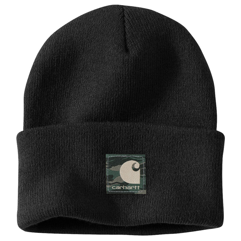 Load image into Gallery viewer, Carhartt Knit Camo Patch Beanie - Black
