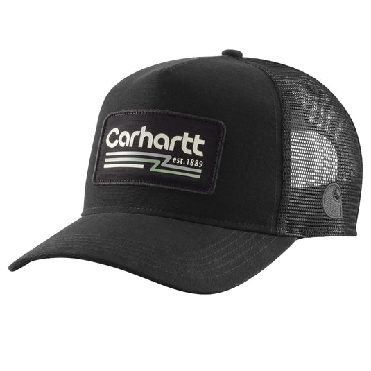 Carhartt Canvas 1889 Patch Mesh-Back Cap - Black - Front