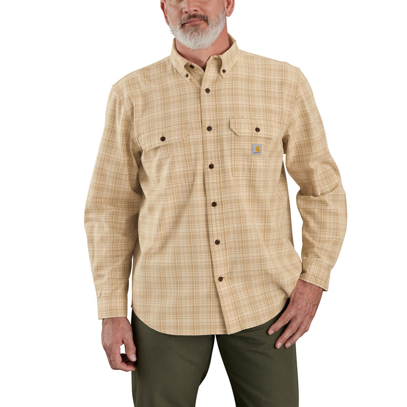 Load image into Gallery viewer, Carhartt TW4447 Long Sleeve Chambray Shirt - Oat Milk - Front
