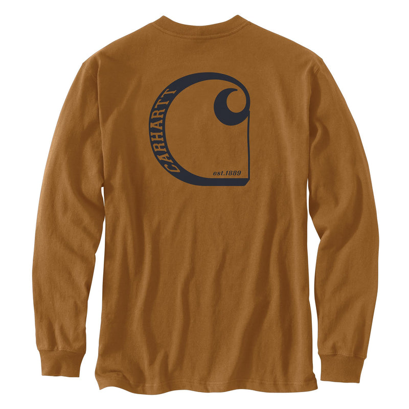 Load image into Gallery viewer, Carhartt TK6363 Long Sleeve Graphic Pocket Shirt - Carhartt Brown - Back
