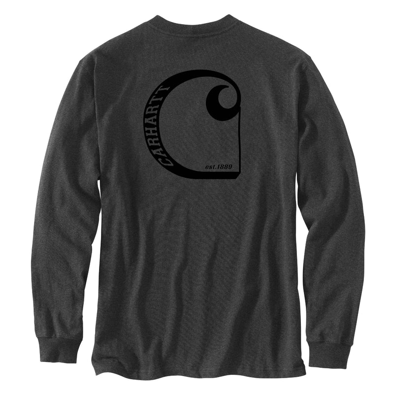 Load image into Gallery viewer, Carhartt TK6363 Long Sleeve Graphic Pocket Shirt - Carbon Heather - Back
