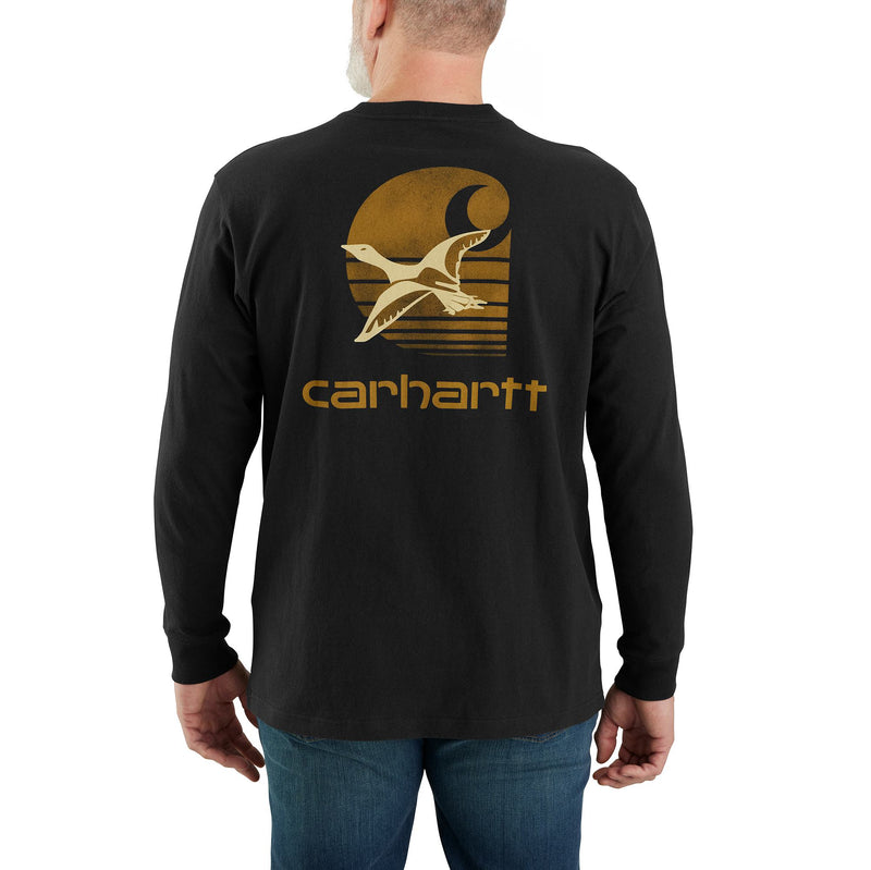 Load image into Gallery viewer, Carhartt TK6629 Long Sleeve Duck Graphic Pocket Shirt - Black - Back
