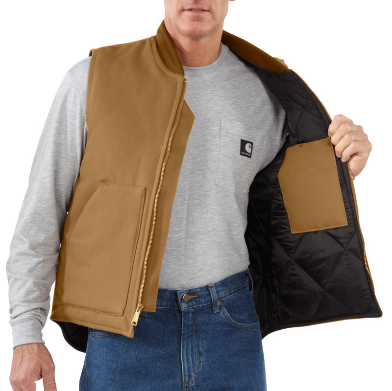 Load image into Gallery viewer, Carhartt V01 Relaxed Fit Firm Duck Insulated Rib Collar Vest - Carhartt Brown - Inside Pocket
