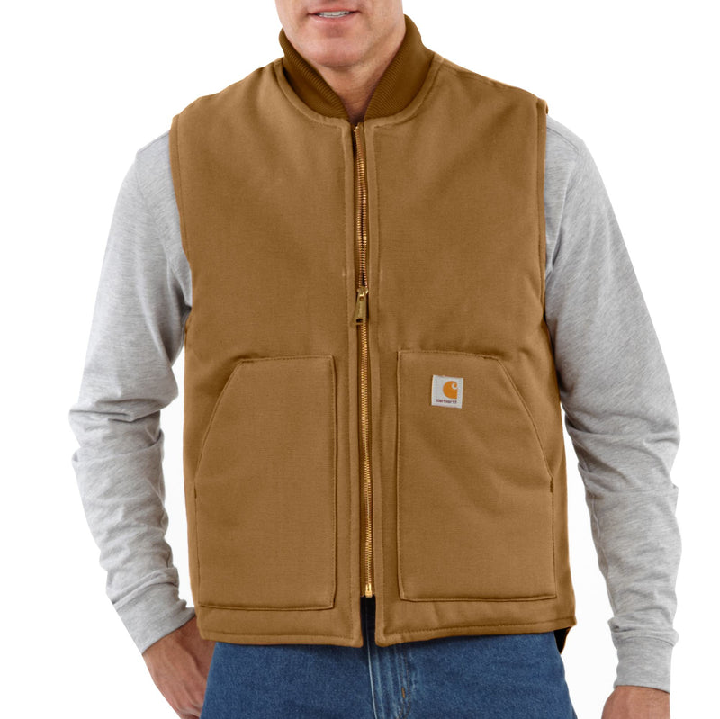 Load image into Gallery viewer, Carhartt V01 Relaxed Fit Firm Duck Insulated Rib Collar Vest - Carhartt Brown - Front
