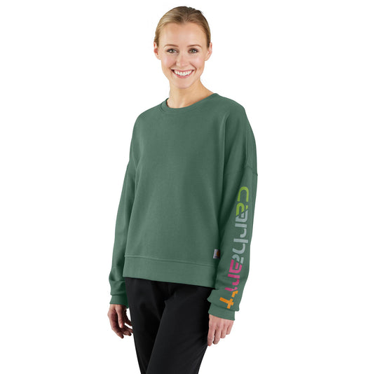 Women's Carhartt Tencel™ Loose Fit Sleeve Graphic Sweatshirt - Frosted Balsam - Front