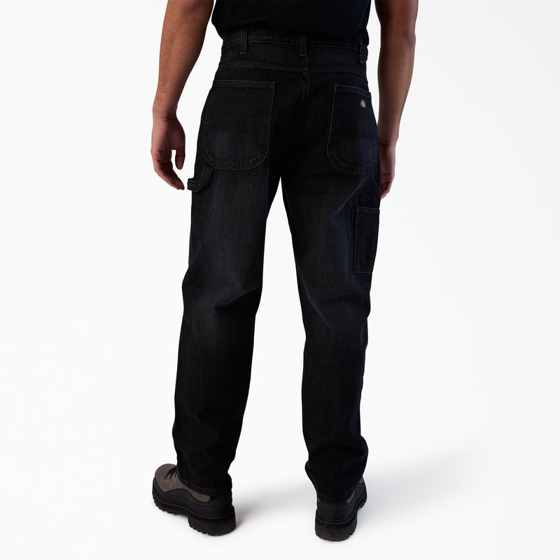 Load image into Gallery viewer, Dickies Relaxed Fit Heavyweight Carpenter Jeans - Black Denim - Back
