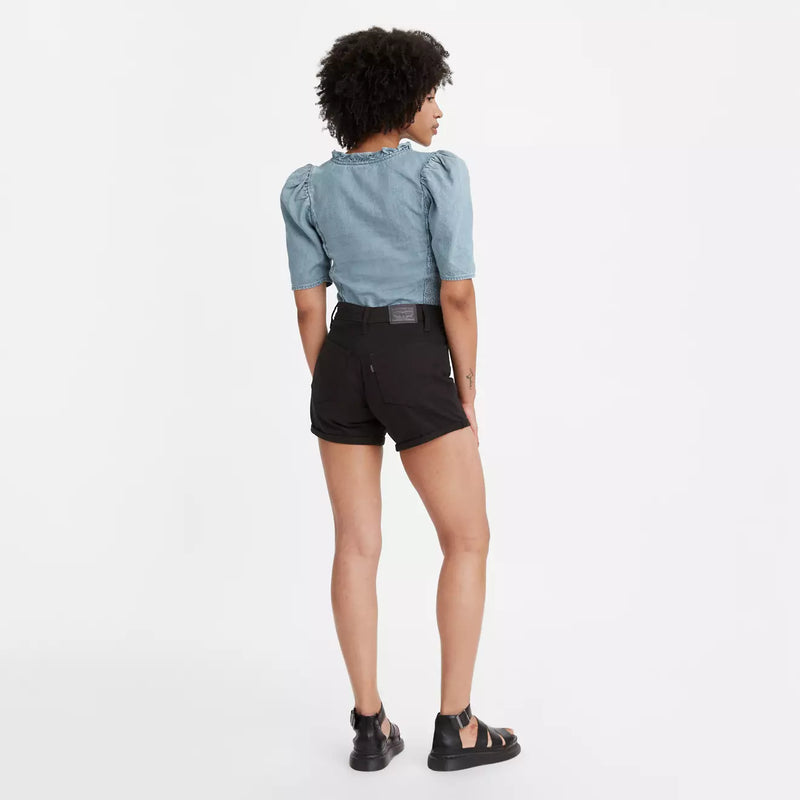 Load image into Gallery viewer, Levi&#39;s Women&#39;s Mid Length Shorts - Black - Back
