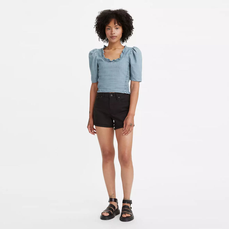 Load image into Gallery viewer, Levi&#39;s Women&#39;s Mid Length Shorts - Black - Front
