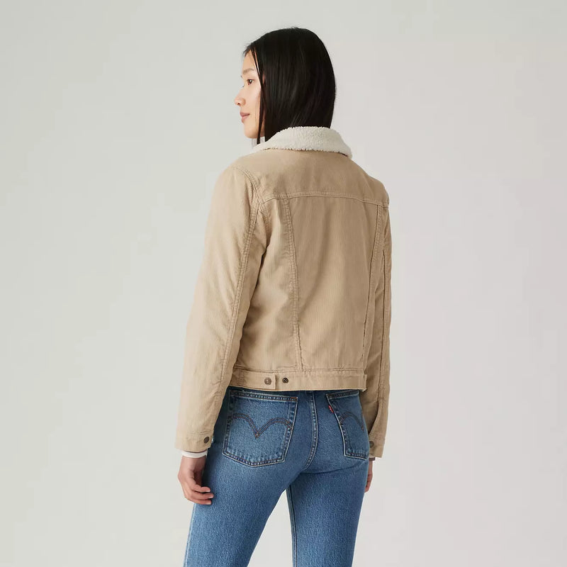 Load image into Gallery viewer, Levi&#39;s Women&#39;s Original Sherpa Trucker - Safari - Back
