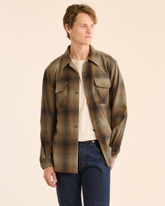 Pendelton LS Board Shirt - Olive/Brown Ombre - Front