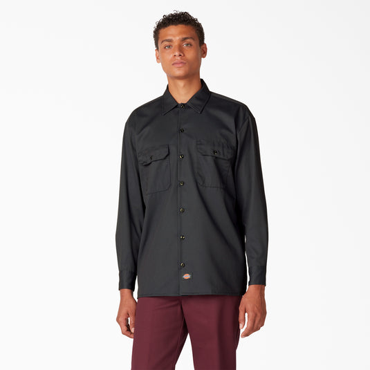 Dickies Original 574 Long Sleeve Work Shirt Black - Front