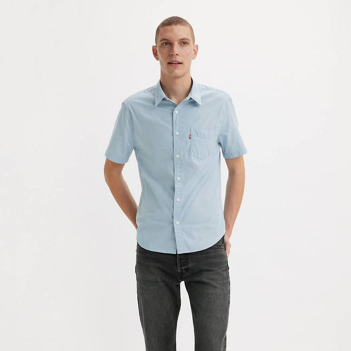 Levi's Short Sleeve Classic 1Pkt Standard Fit Shirt - Soft Chambray Blue - Front