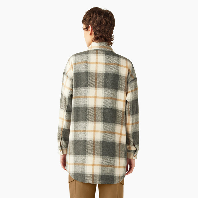 Load image into Gallery viewer, Dickies Women&#39;s Oversized Plaid Jacket Graphite - Back
