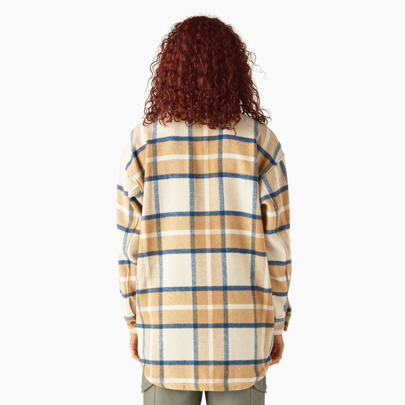 Load image into Gallery viewer, Dickies Women&#39;s Oversized Plaid Jacket Maple - Back
