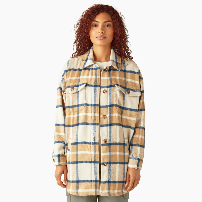 Load image into Gallery viewer, Dickies Women&#39;s Oversized Plaid Jacket Maple - Front
