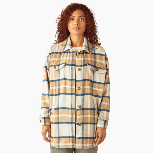 Dickies Women's Oversized Plaid Jacket Maple - Front