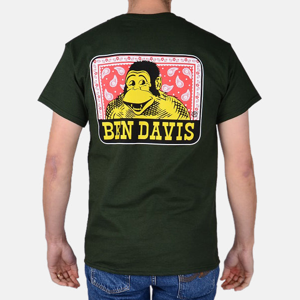 Load image into Gallery viewer, Ben Davis Paisley Logo Short Sleeve T-Shirt - Old English on the front and Paisley Logo on the back of a hunter green tee. 
