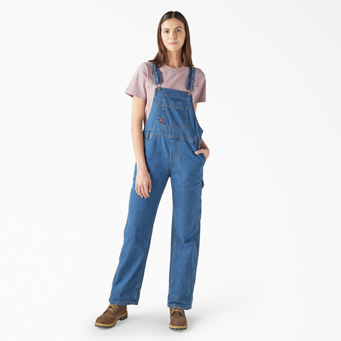 Dickies Women's Relaxed Fit Bib Overall Medium Stonewash - Front