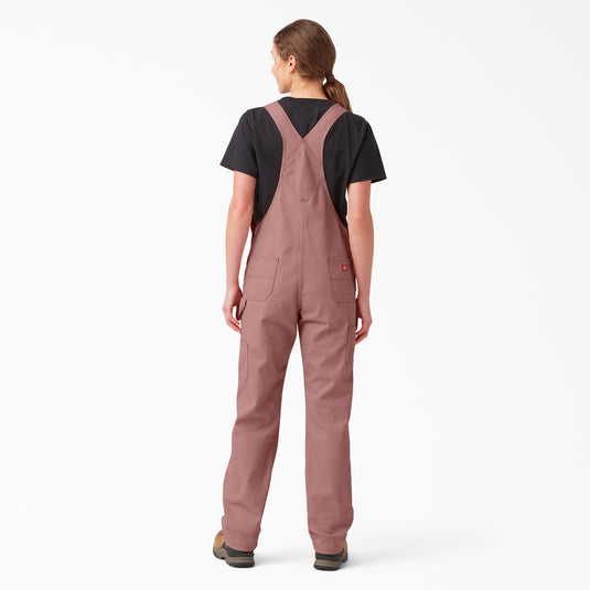 Dickies Women's Relaxed Fit Bib Overall Rinsed Ash Rose - Back