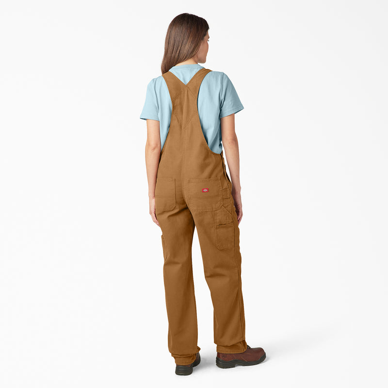 Load image into Gallery viewer, Dickies Women&#39;s Relaxed Fit Bib Overall Rinsed Brown - Back
