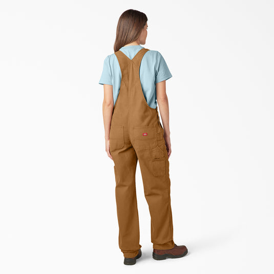 Dickies Women's Relaxed Fit Bib Overall Rinsed Brown - Back