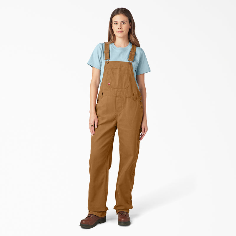 Load image into Gallery viewer, Dickies Women&#39;s Relaxed Fit Bib Overall Rinsed Brown - Front
