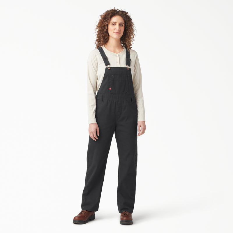 Load image into Gallery viewer, Dickies Women&#39;s Relaxed Fit Bib Overall Rinsed Black - Front
