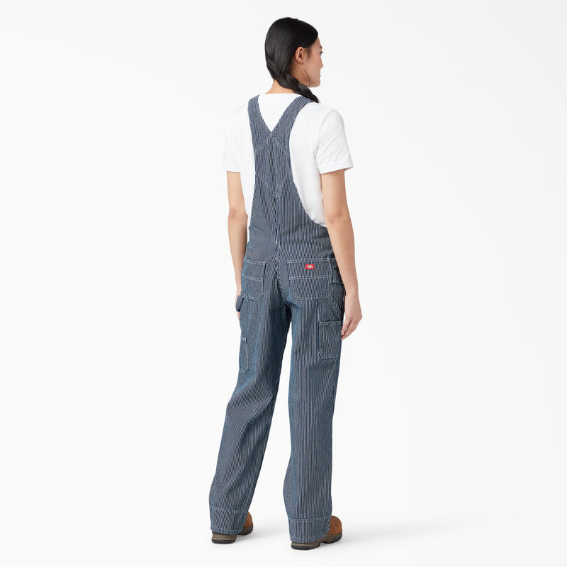 Load image into Gallery viewer, Dickies Women&#39;s Relaxed Fit Bib Overall Rinsed Hickory Stripe - Back
