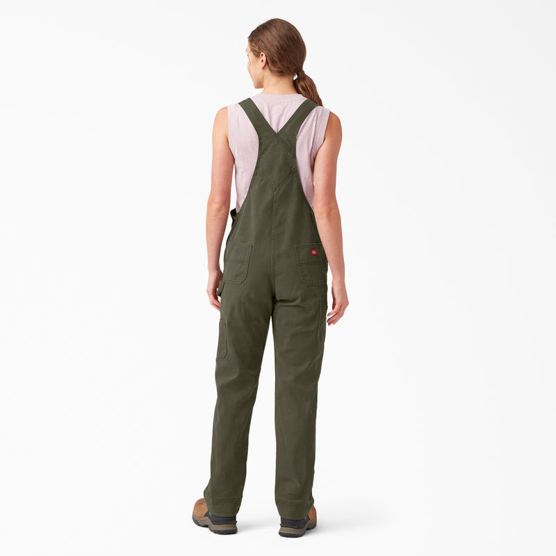 Load image into Gallery viewer, Dickies Women&#39;s Relaxed Fit Bib Overall Rinsed Moss Green - Back
