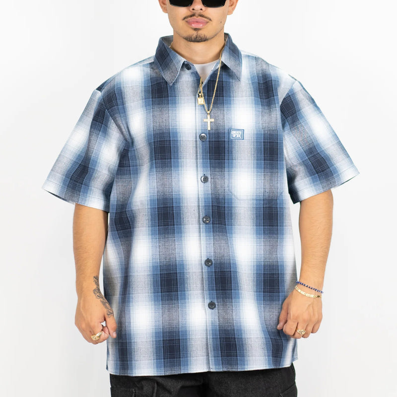 Load image into Gallery viewer, FB County Short Sleeve Checker Flannel Button Up Shirt
