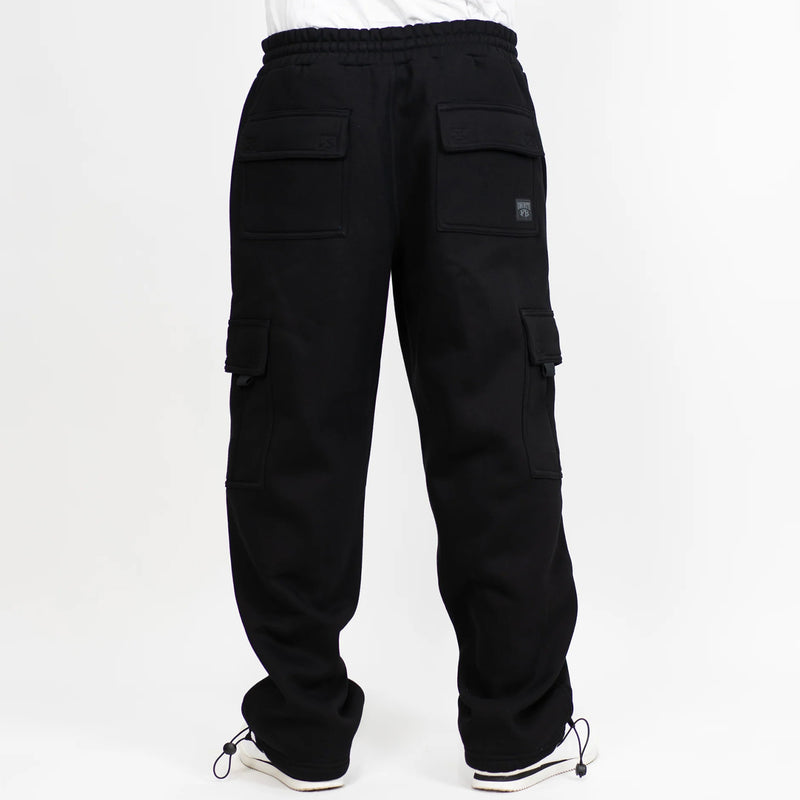 Load image into Gallery viewer, FB County Heavyweight Loose Fit Cargo Sweatpants in black - back.
