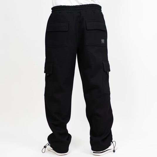 FB County Heavyweight Loose Fit Cargo Sweatpants in black - back.