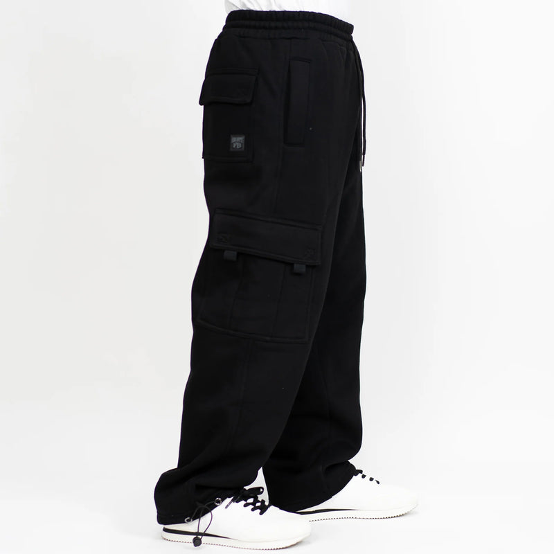 Load image into Gallery viewer, FB County Heavyweight Loose Fit Cargo Sweatpants in black - right side.
